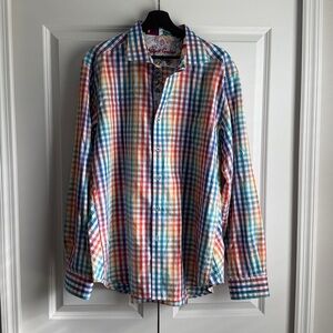 Robert Graham Men’s 2XL Rainbow Plaid Multicolor Shirt long sleeve